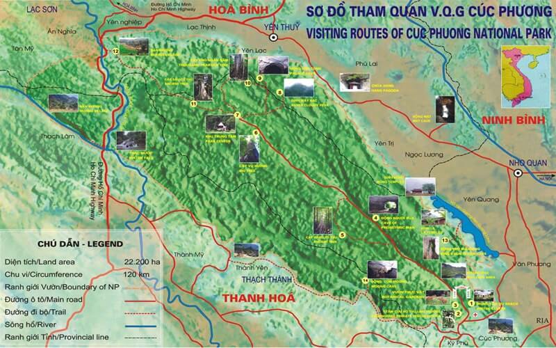 Carte du parc national de Cuc Phuong