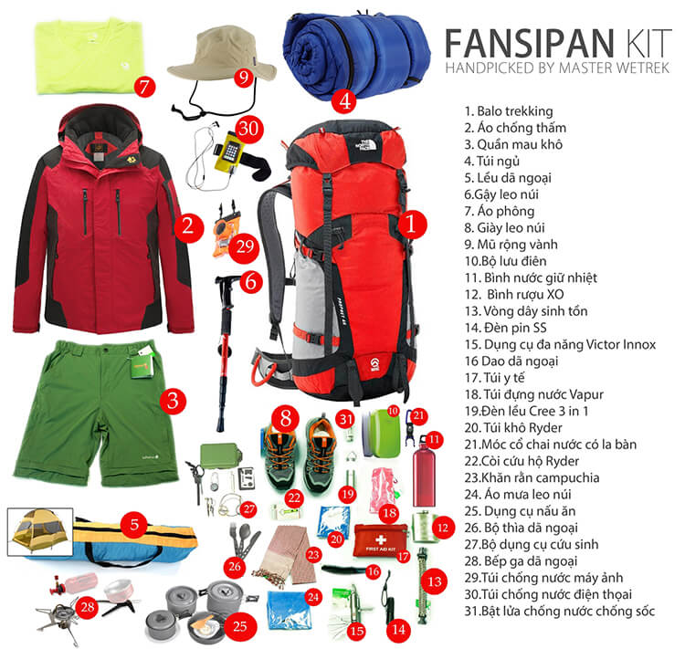 Médicaments et vêtements pour la conquête du mont Fansipan